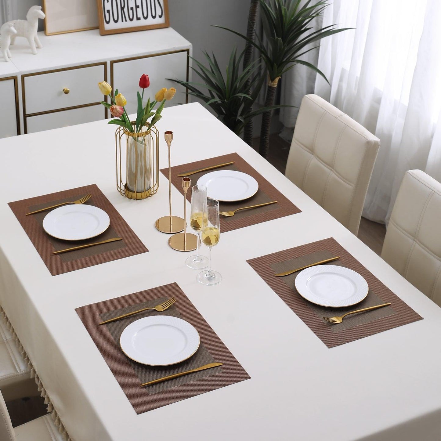 PVC Dining Table Mats, Metallic - HOKIPO | Har Ghar ka Humsafar