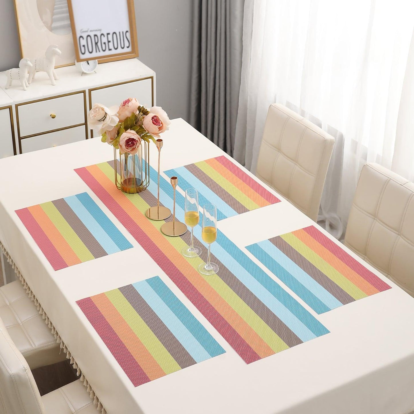 PVC Dining Table Mats, Multicolour - HOKIPO | Har Ghar ka Humsafar