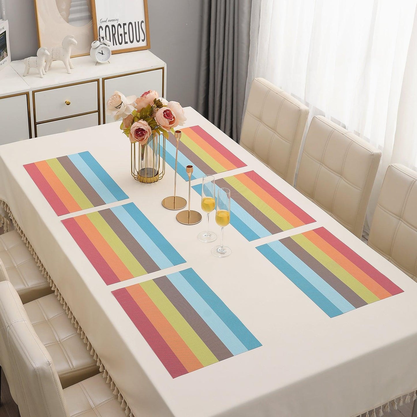 PVC Dining Table Mats, Multicolour - HOKIPO | Har Ghar ka Humsafar