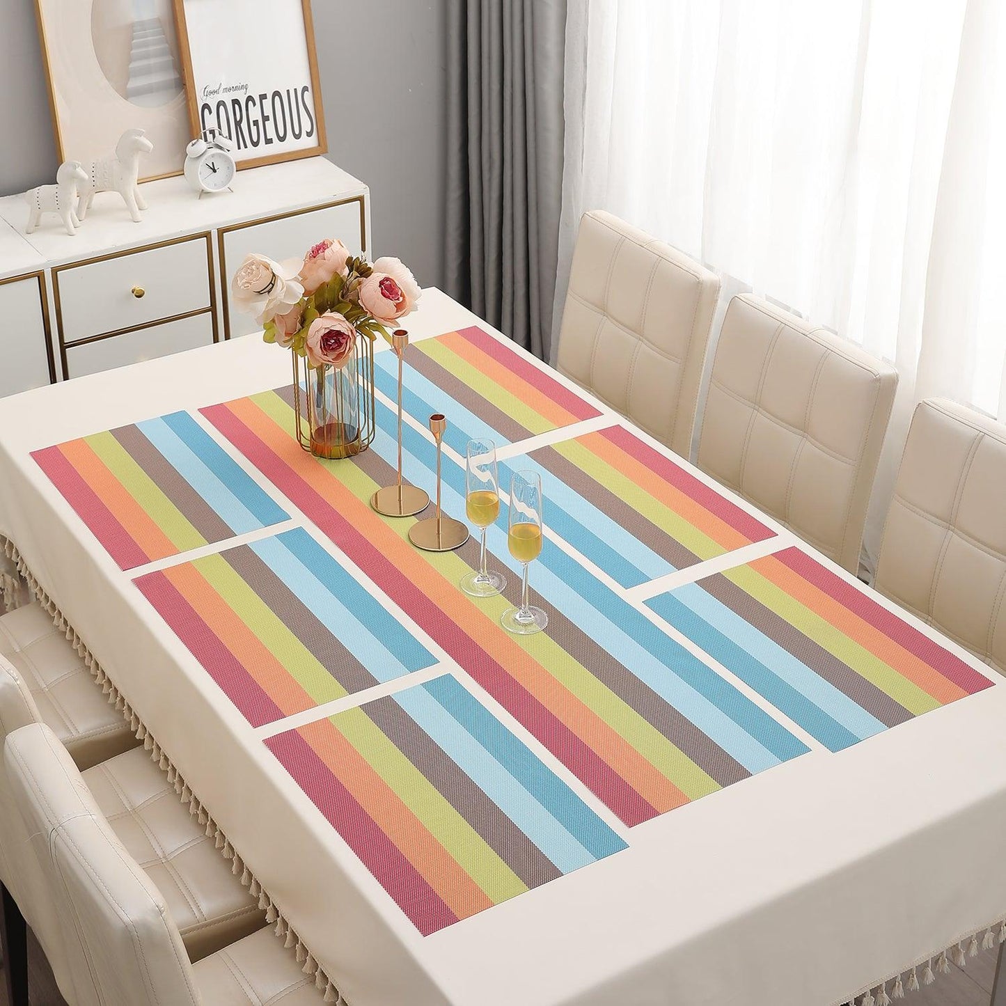 PVC Dining Table Mats, Multicolour - HOKIPO | Har Ghar ka Humsafar