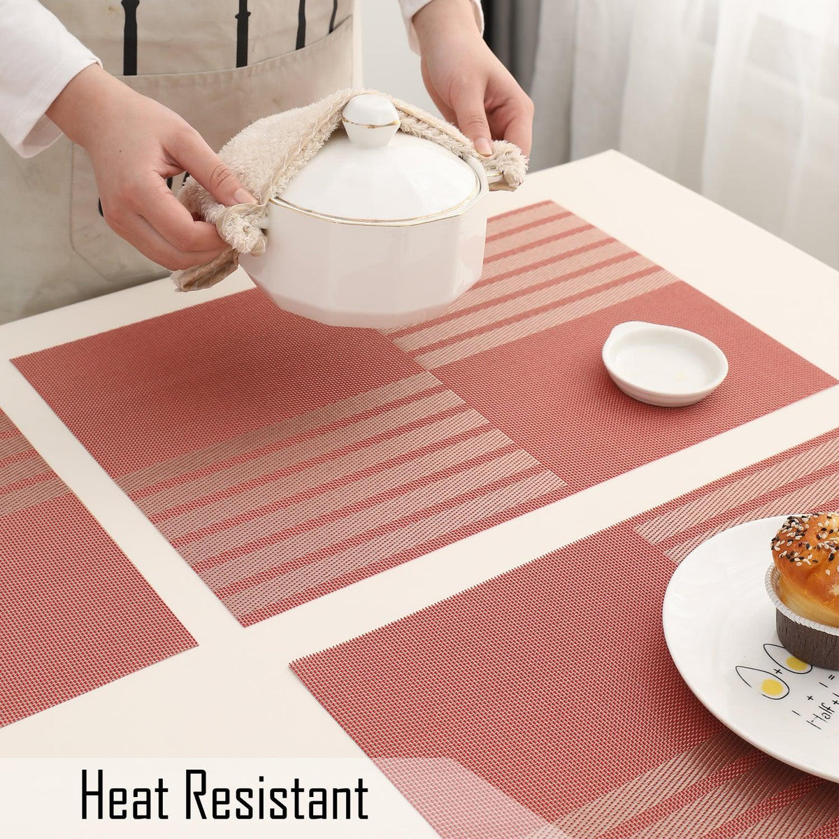 PVC Dining Table Mats, Red - HOKIPO | Har Ghar ka Humsafar