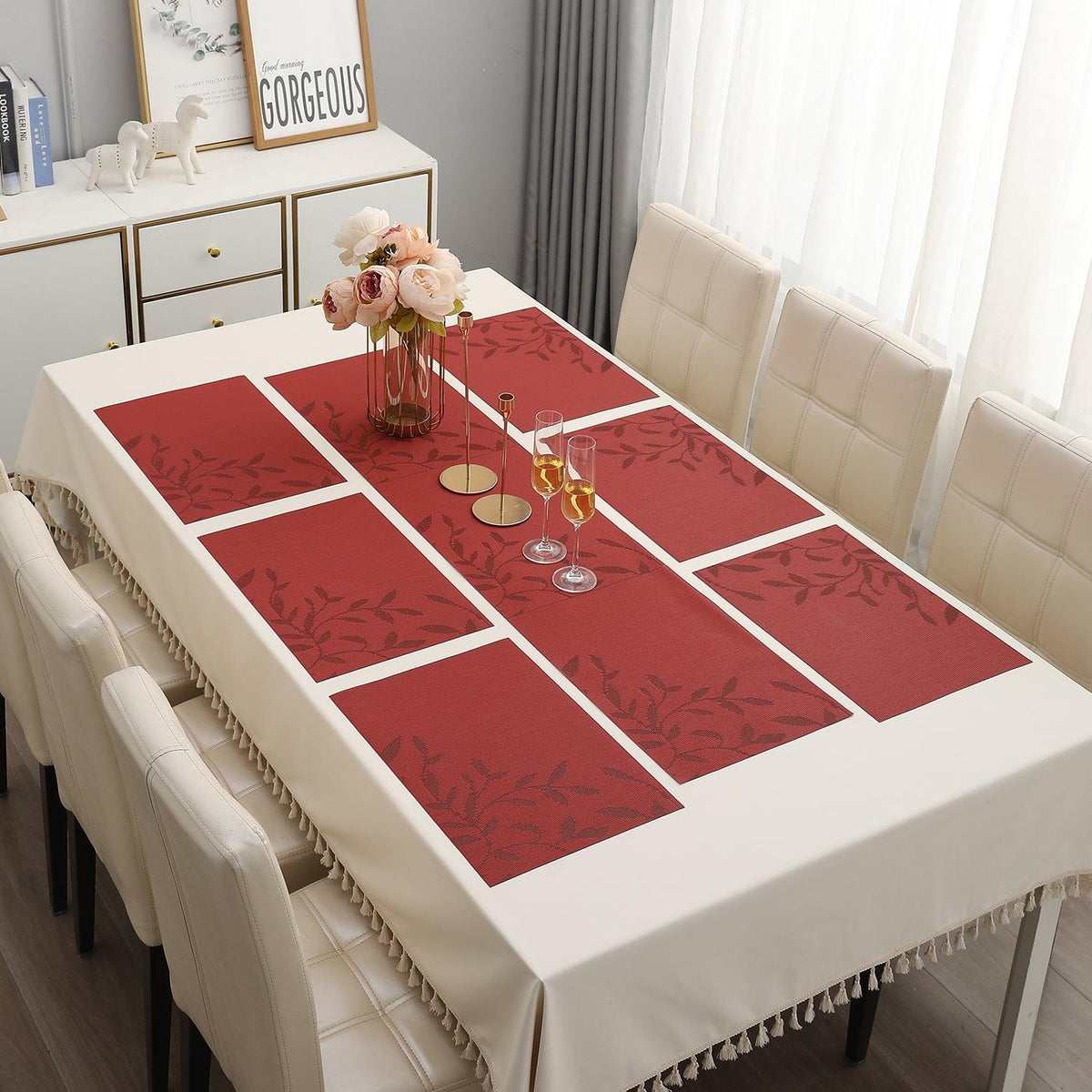 PVC Dining Table Mats, Red - HOKIPO | Har Ghar ka Humsafar