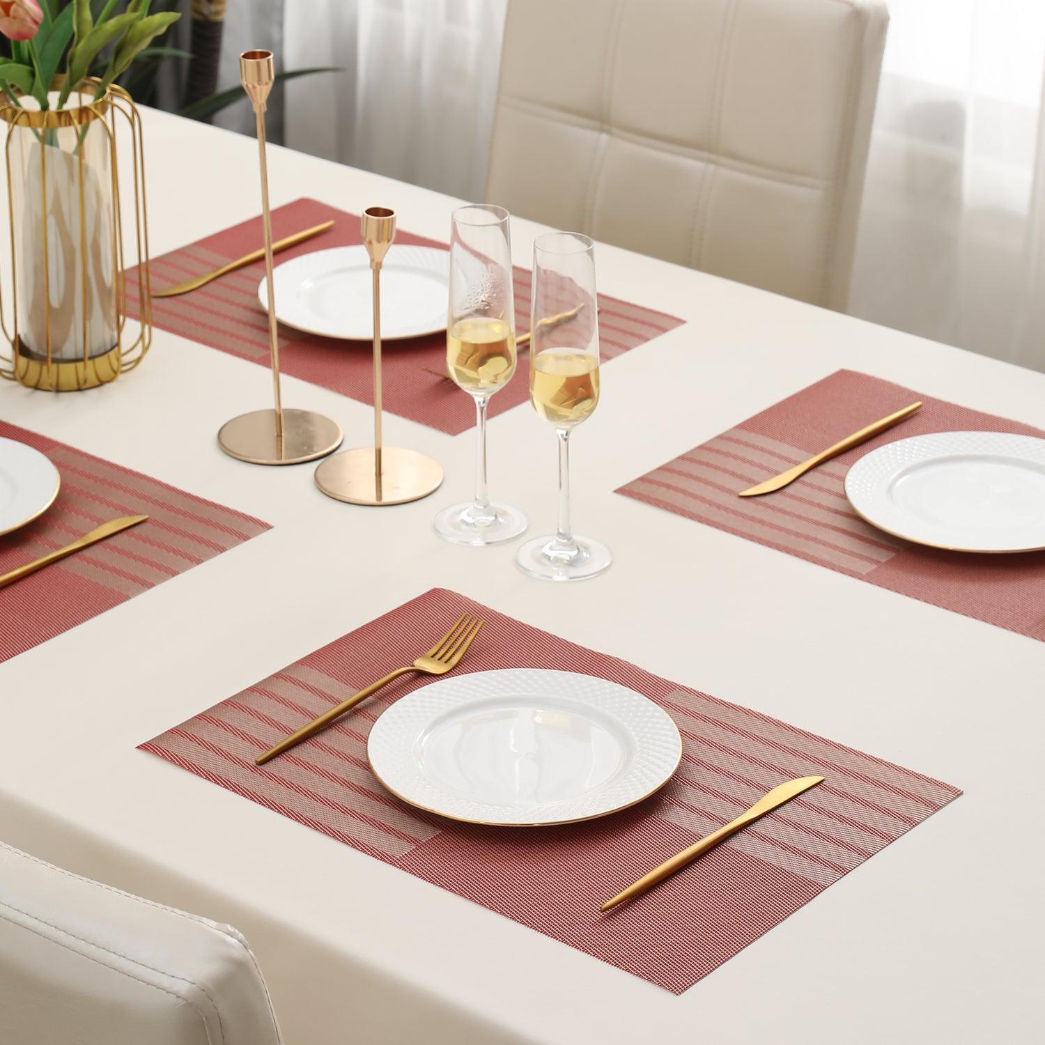 PVC Dining Table Mats, Red - HOKIPO | Har Ghar ka Humsafar