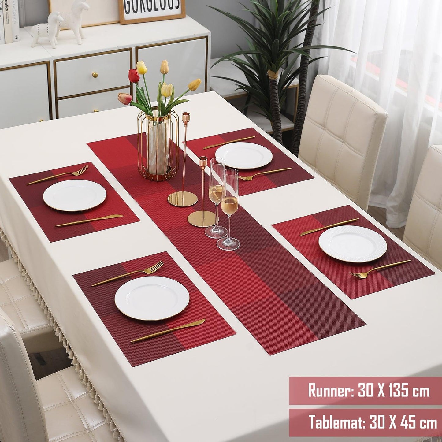 PVC Dining Table Mats, Red - HOKIPO | Har Ghar ka Humsafar