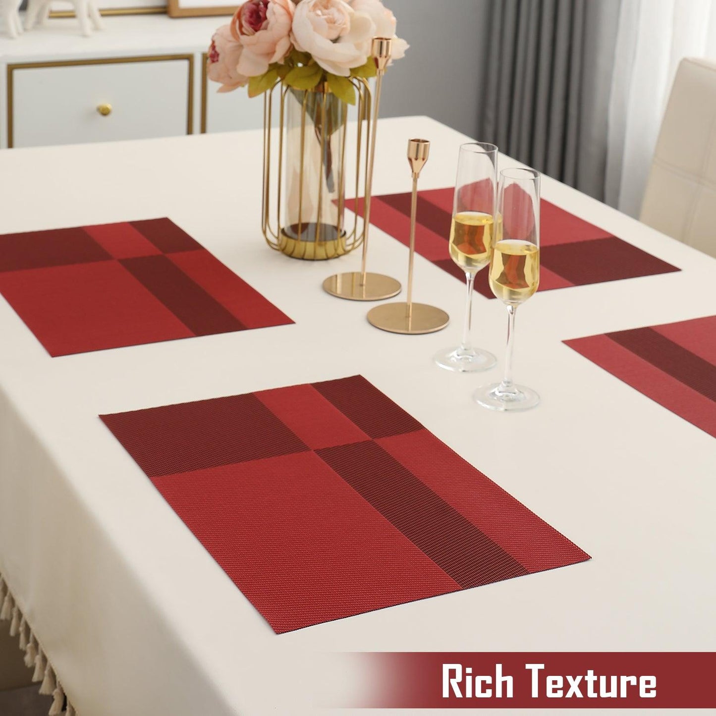 PVC Dining Table Mats, Ruby Red - HOKIPO | Har Ghar ka Humsafar