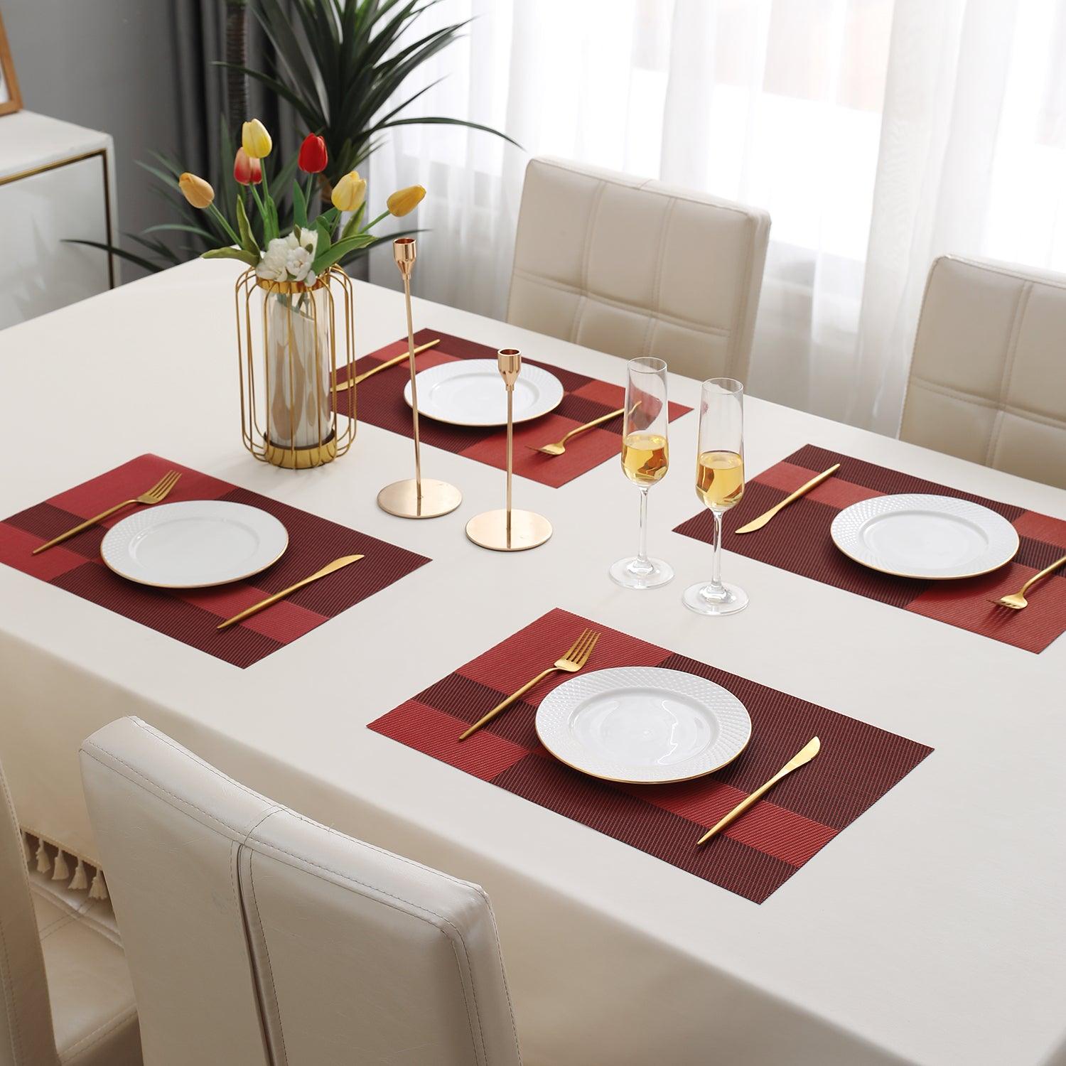 PVC Dining Table Mats, Ruby Red - HOKIPO | Har Ghar ka Humsafar