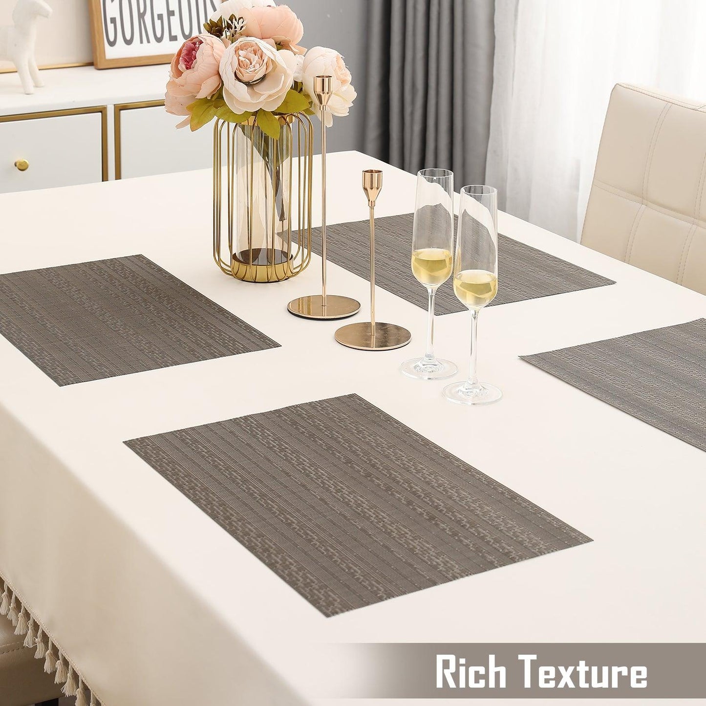 PVC Dining Table Mats, Shadow Grey - HOKIPO | Har Ghar ka Humsafar