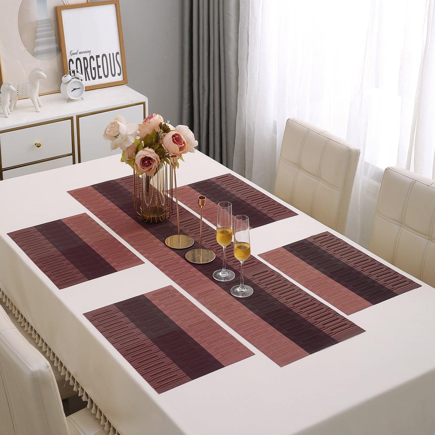 PVC Dining Table Mats, Wine - HOKIPO | Har Ghar ka Humsafar