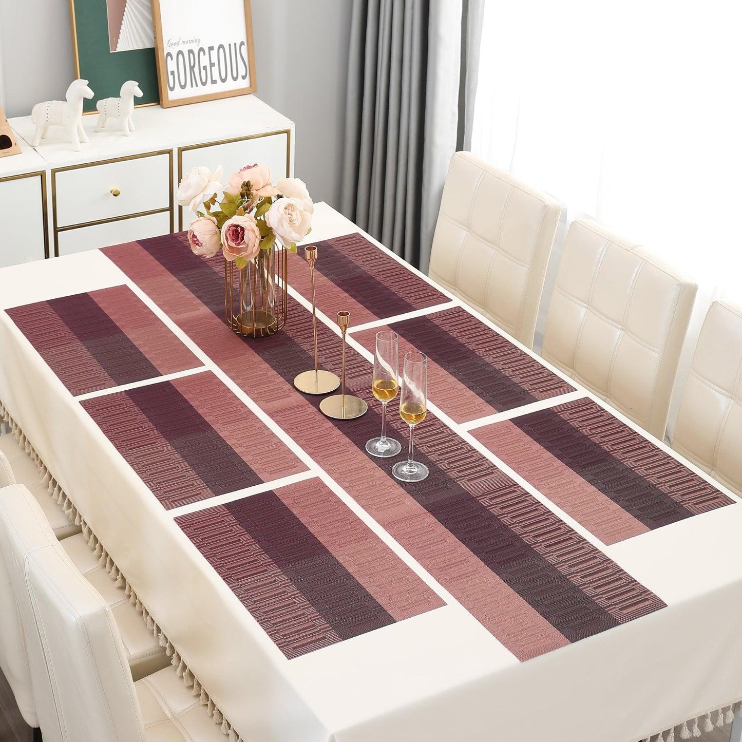 PVC Dining Table Mats, Wine - HOKIPO | Har Ghar ka Humsafar