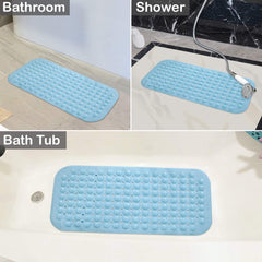 PVC Shower Mat Anti - Slip with Massage Acupressure Points, 36x71 cm, Blue - HOKIPO | Har Ghar ka Humsafar