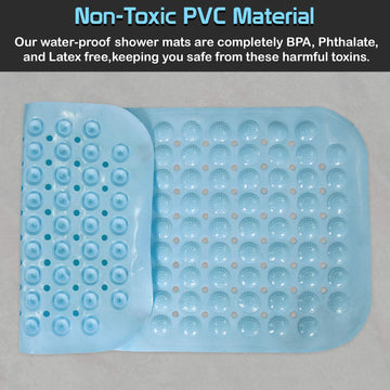 PVC Shower Mat Anti - Slip with Massage Acupressure Points, 36x71 cm, Blue - HOKIPO | Har Ghar ka Humsafar
