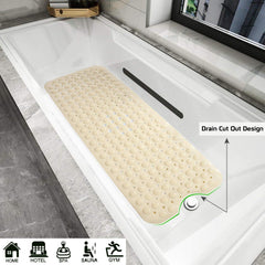 PVC Shower Mat Anti - Slip with Massage Acupressure Points, 40x100 cm, Beige - HOKIPO | Har Ghar ka Humsafar