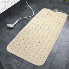 PVC Shower Mat Anti - Slip with Massage Acupressure Points, 40x100 cm, Beige - HOKIPO | Har Ghar ka Humsafar