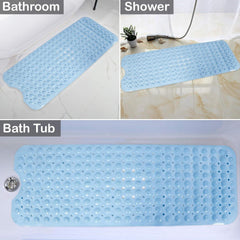 PVC Shower Mat Anti - Slip with Massage Acupressure Points, 40x100 cm, Blue - HOKIPO | Har Ghar ka Humsafar