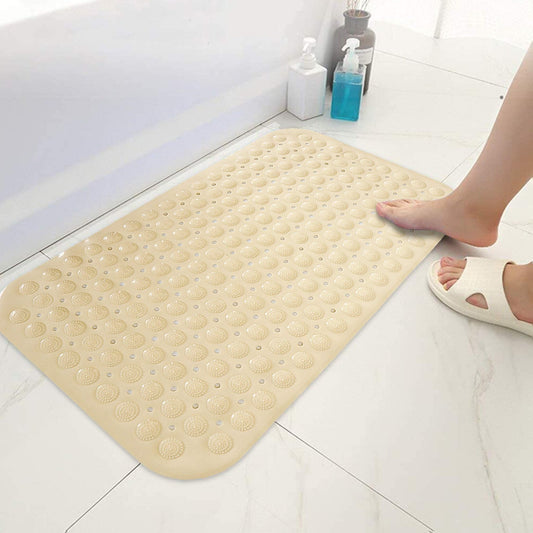 PVC Shower Mat Anti - Slip with Massage Acupressure Points, 46x78 cm, Beige - HOKIPO | Har Ghar ka Humsafar