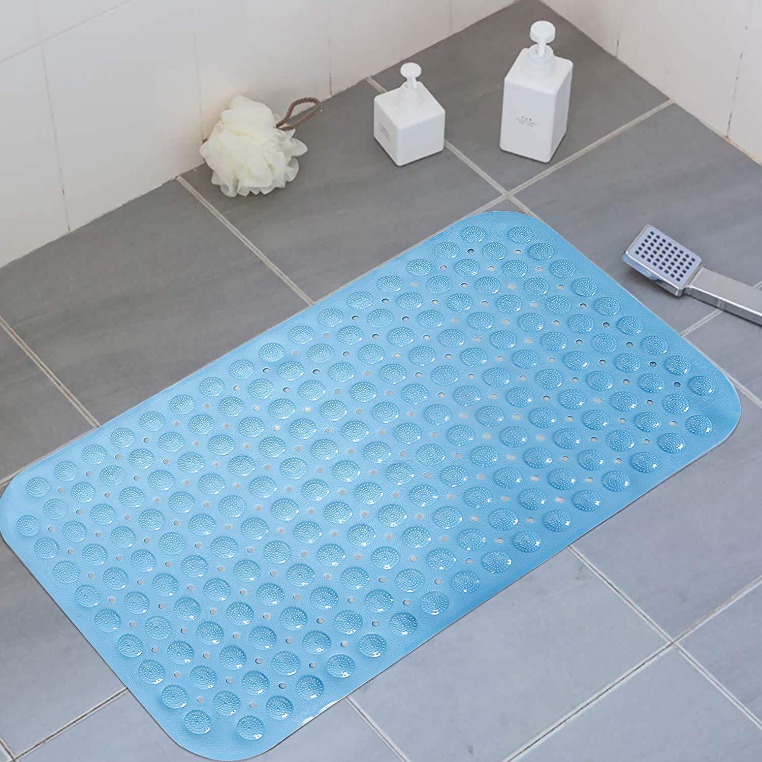 PVC Shower Mat Anti - Slip with Massage Acupressure Points, 46x78 cm, Blue - HOKIPO | Har Ghar ka Humsafar