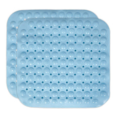 PVC Shower Mat Anti - Slip with Massage Acupressure Points, 48x48 cm, Blue - HOKIPO | Har Ghar ka Humsafar