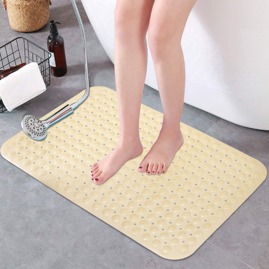 PVC Shower Mat Anti - Slip with Massage Acupressure Points, 58x88 cm, Beige - HOKIPO | Har Ghar ka Humsafar