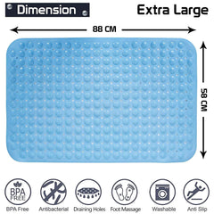 PVC Shower Mat Anti - Slip with Massage Acupressure Points, 58x88 cm, Blue - HOKIPO | Har Ghar ka Humsafar