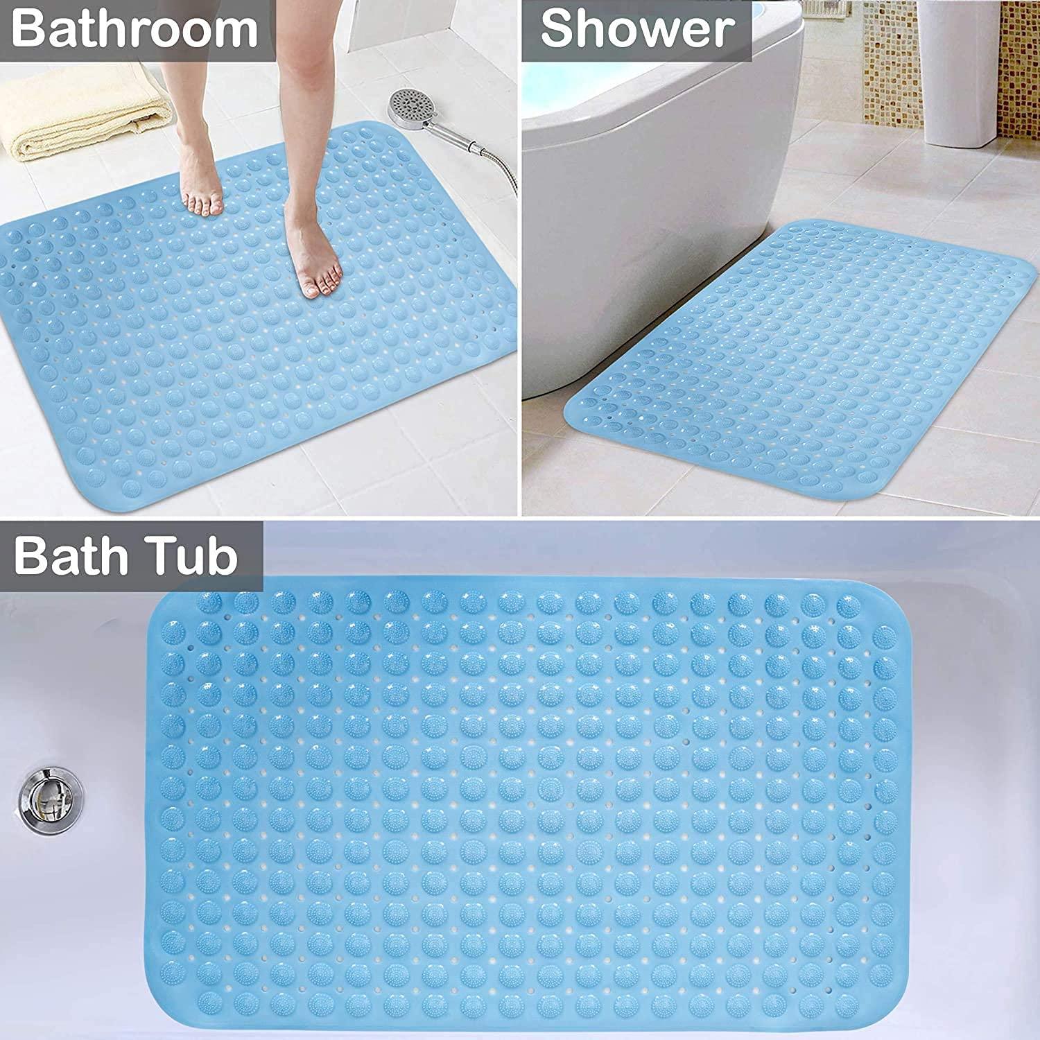 PVC Shower Mat Anti - Slip with Massage Acupressure Points, 58x88 cm, Blue - HOKIPO | Har Ghar ka Humsafar