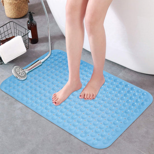 PVC Shower Mat Anti - Slip with Massage Acupressure Points, 58x88 cm, Blue - HOKIPO | Har Ghar ka Humsafar