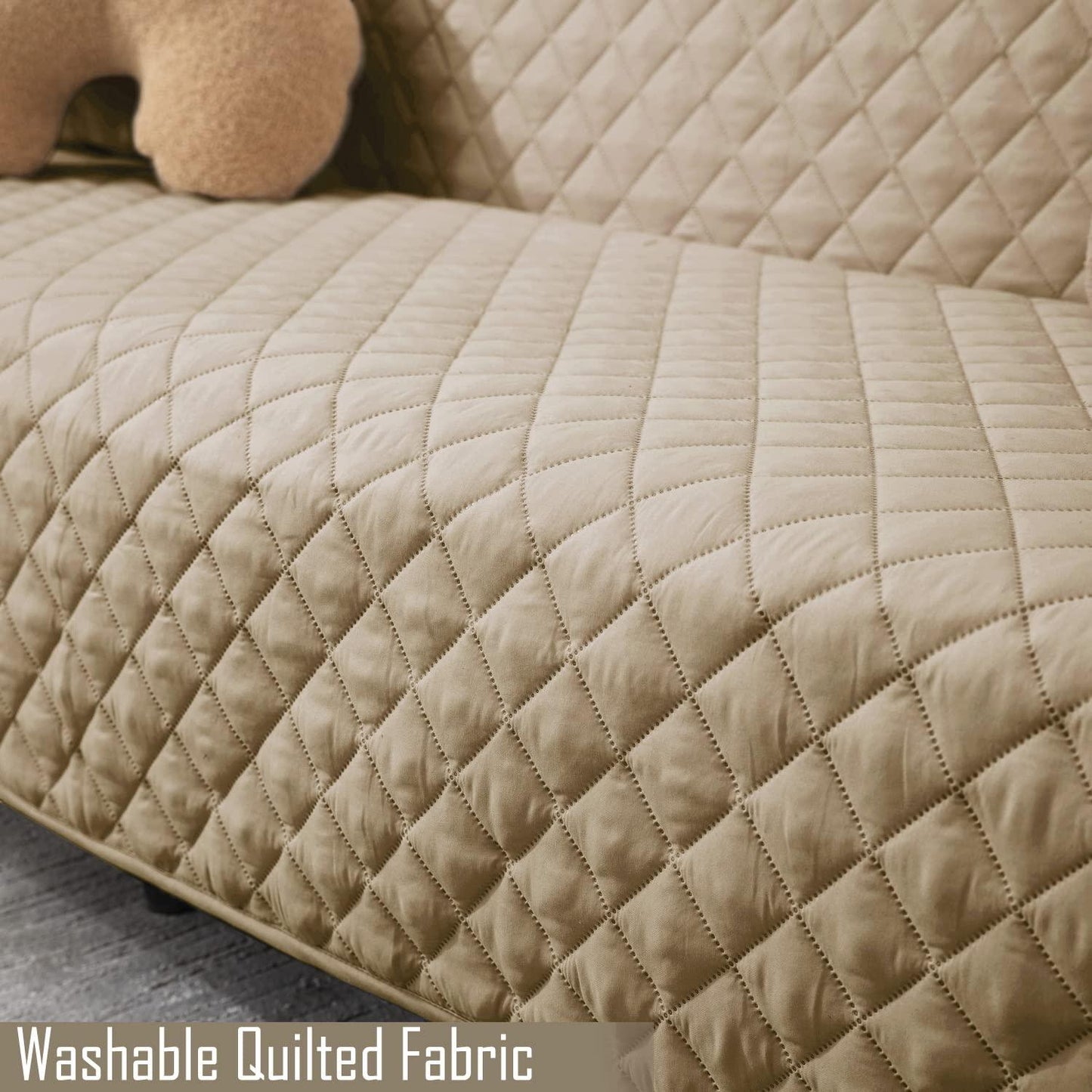 Quilted Polyester Sofa Cover Mat Pet Friendly, Beige - HOKIPO | Har Ghar ka Humsafar