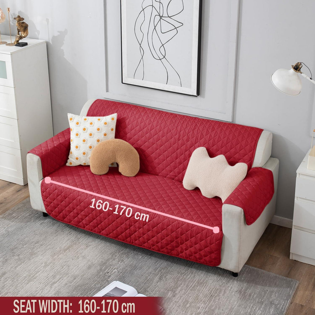 Scarlet Red quilted 2 seater sofa cover​ 