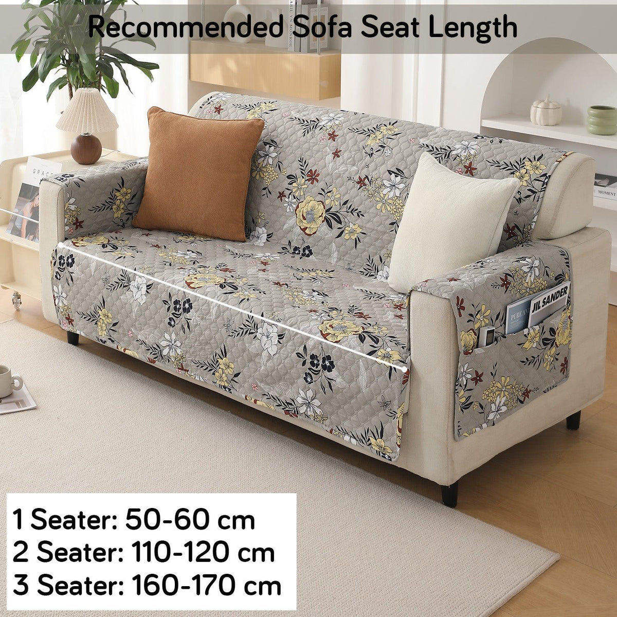 Quilted Printed Polyester Sofa Cover Mat for 1/2/3 Seater Sofa 