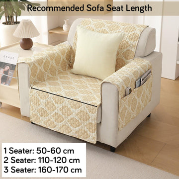 Ogee Ivory Printed elegant single seater sofa cover