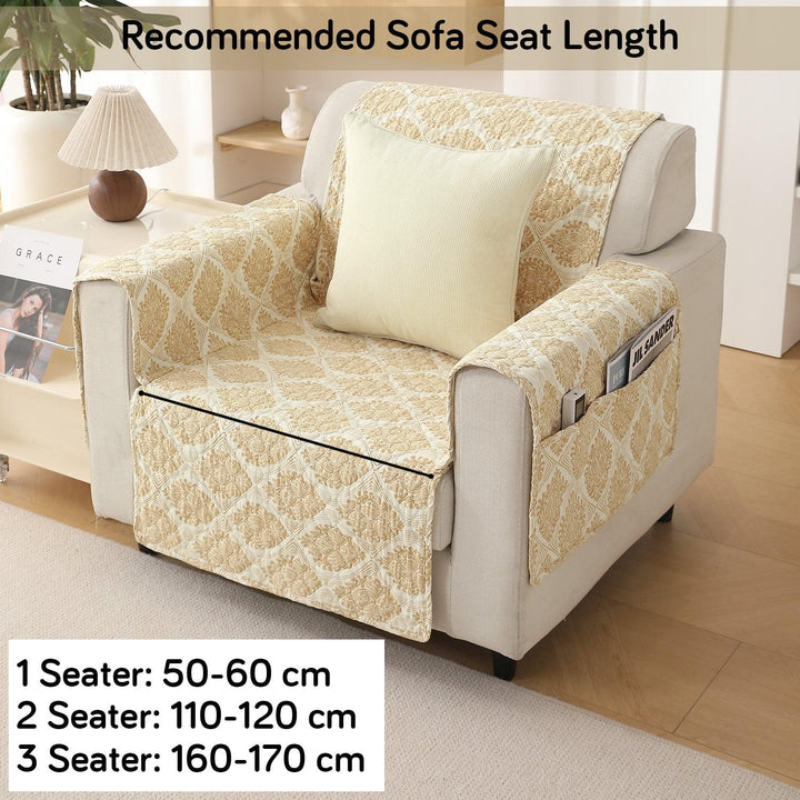 Ogee Ivory Printed elegant single seater sofa cover