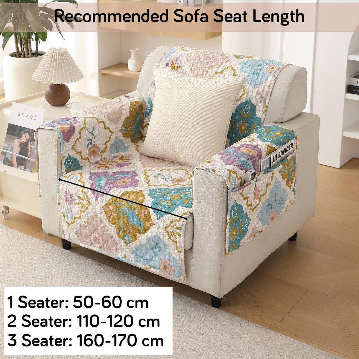 Quatrefoil Multicolor Printed premium quilted sofa chair covers