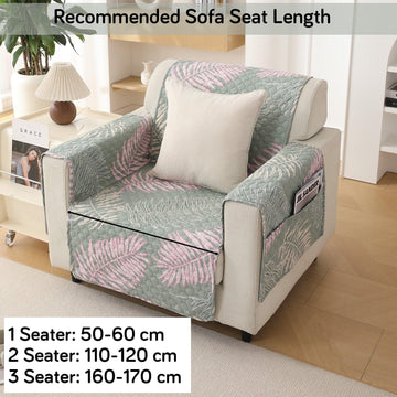 Tropical Leaves Pastel Green Printed premium sofa chair covers