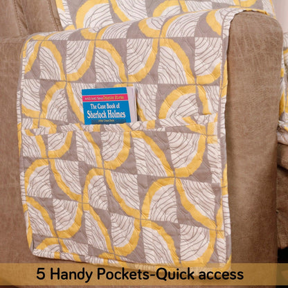 Quilted Printed Recliner Mats for 1 Seater Recliner Sofa, Windmill Cyber Yellow - HOKIPO | Har Ghar ka Humsafar