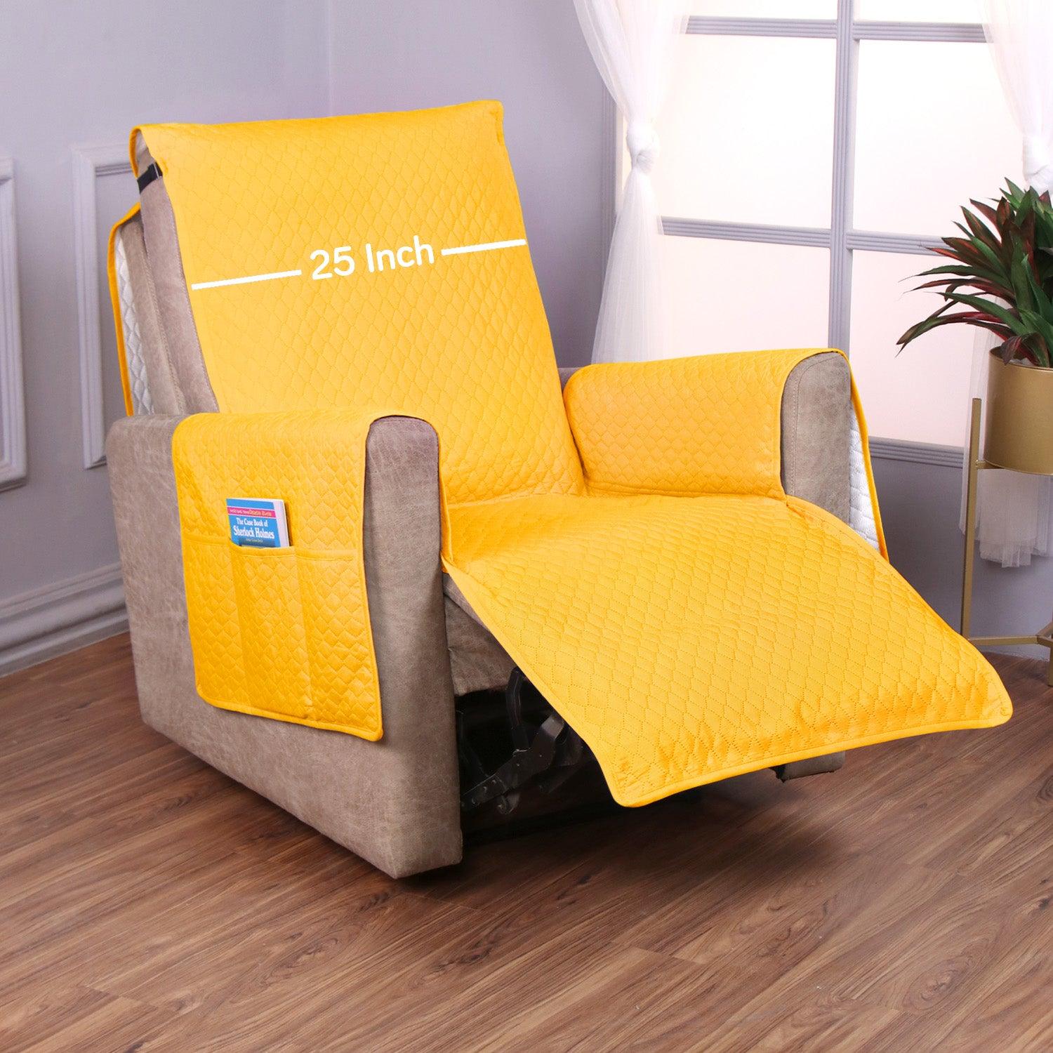 Quilted Recliner Mats for 1 Seater Recliner Sofa, Yellow - HOKIPO | Har Ghar ka Humsafar