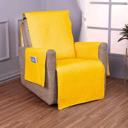 Quilted Recliner Mats for 1 Seater Recliner Sofa, Yellow - HOKIPO | Har Ghar ka Humsafar