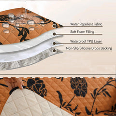 Quilted Recliner Water Repellent & Waterproof Cover for Small / Large - Copper Brown Floral - HOKIPO | Har Ghar ka Humsafar