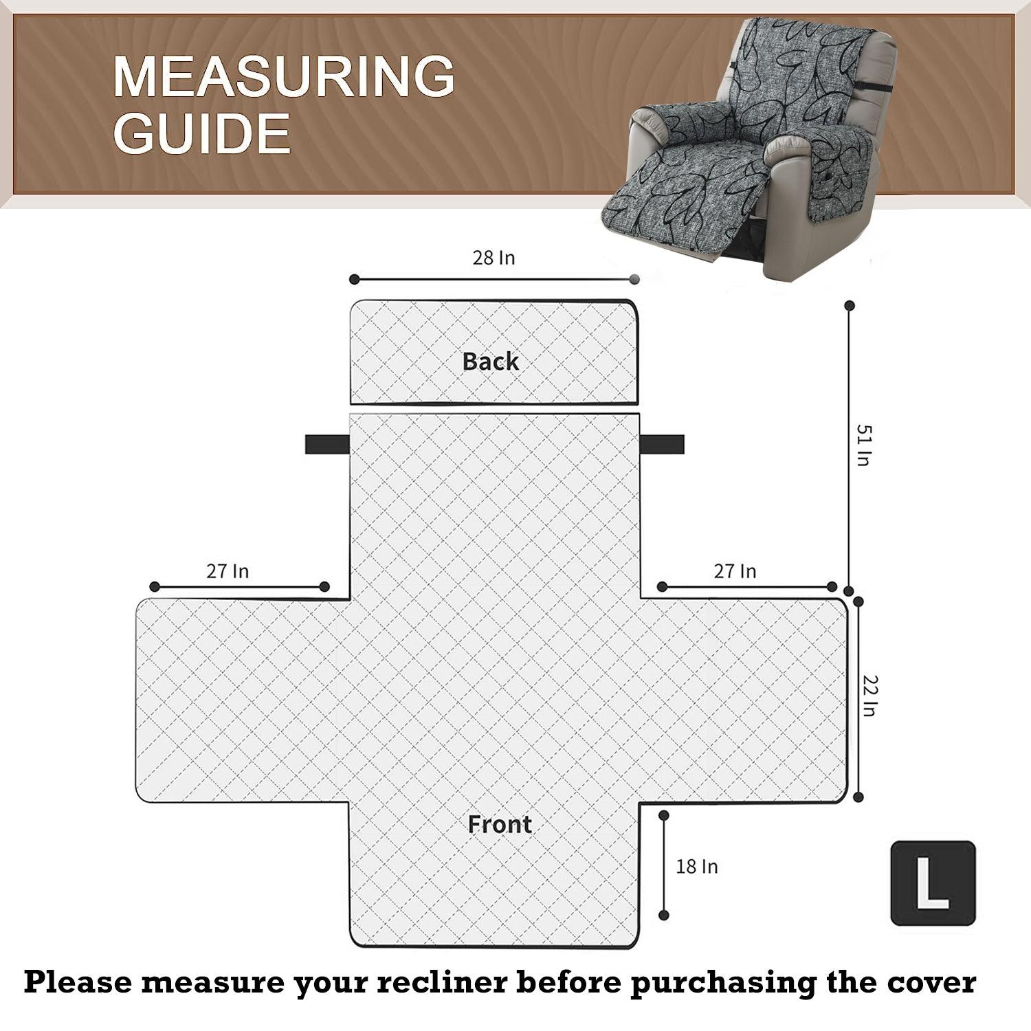 Quilted Recliner Water Repellent & Waterproof Cover for Small / Large - Intense Grey Abstract Floral - HOKIPO | Har Ghar ka Humsafar