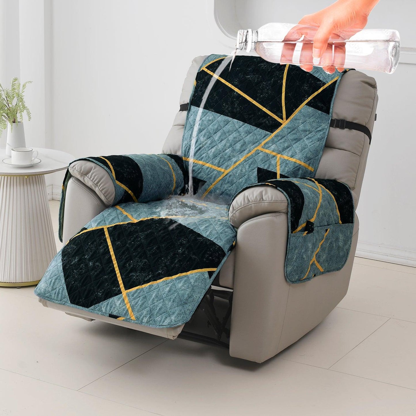 Quilted Recliner Water Repellent & Waterproof Cover for Small / Large - Multicolor Abstract Geometry - HOKIPO | Har Ghar ka Humsafar