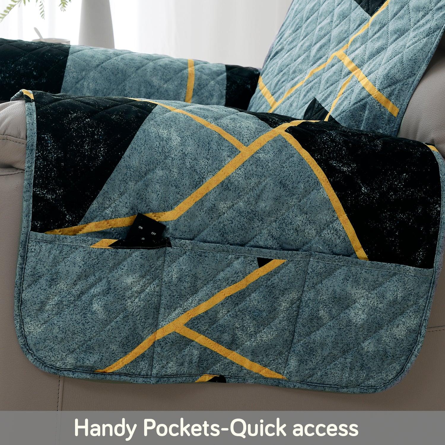 Quilted Recliner Water Repellent & Waterproof Cover for Small / Large - Multicolor Abstract Geometry - HOKIPO | Har Ghar ka Humsafar