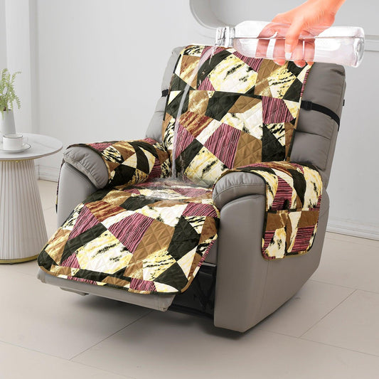 Quilted Recliner Water Repellent & Waterproof Cover for Small / Large - Wine Abstract Geometry - HOKIPO | Har Ghar ka Humsafar