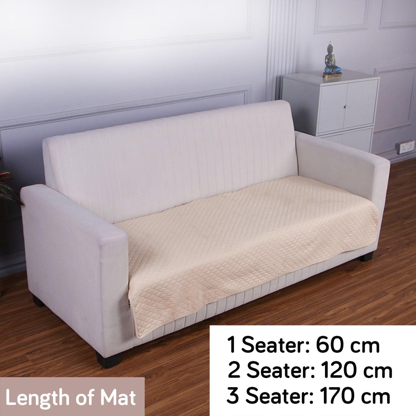 Quilted Sofa Cover Mat for 1/2/3 Seater Sofa, Beige - HOKIPO | Har Ghar ka Humsafar