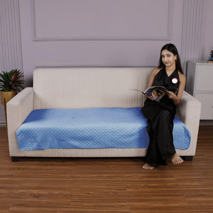 Quilted Sofa Cover Mat for 1/2/3 Seater Sofa, Blue - HOKIPO | Har Ghar ka Humsafar