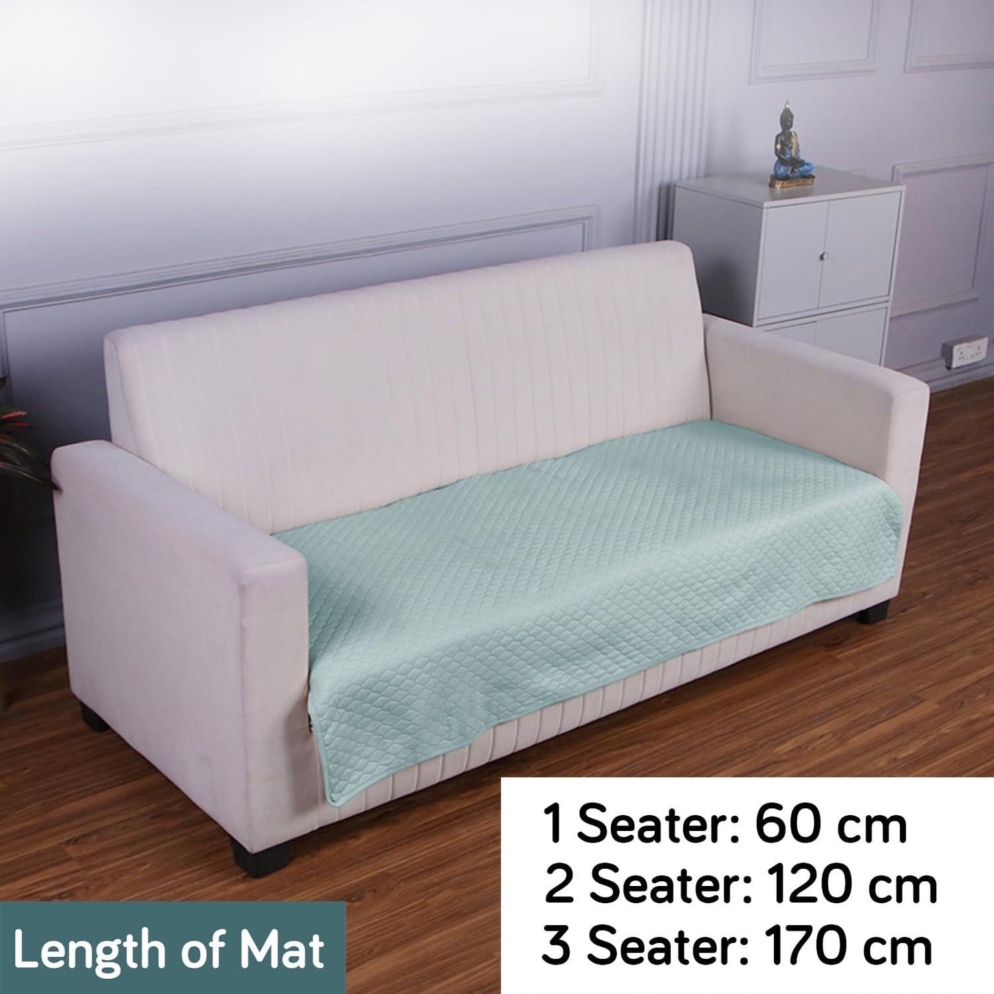 Quilted Sofa Cover Mat for 1/2/3 Seater Sofa, Light Sky Blue - HOKIPO | Har Ghar ka Humsafar