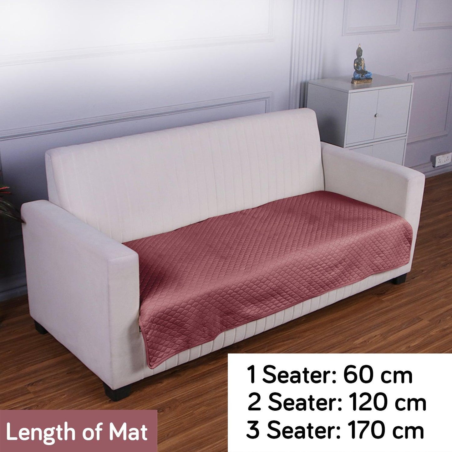 Quilted Sofa Cover Mat for 1/2/3 Seater Sofa, Mauve Pink - HOKIPO | Har Ghar ka Humsafar