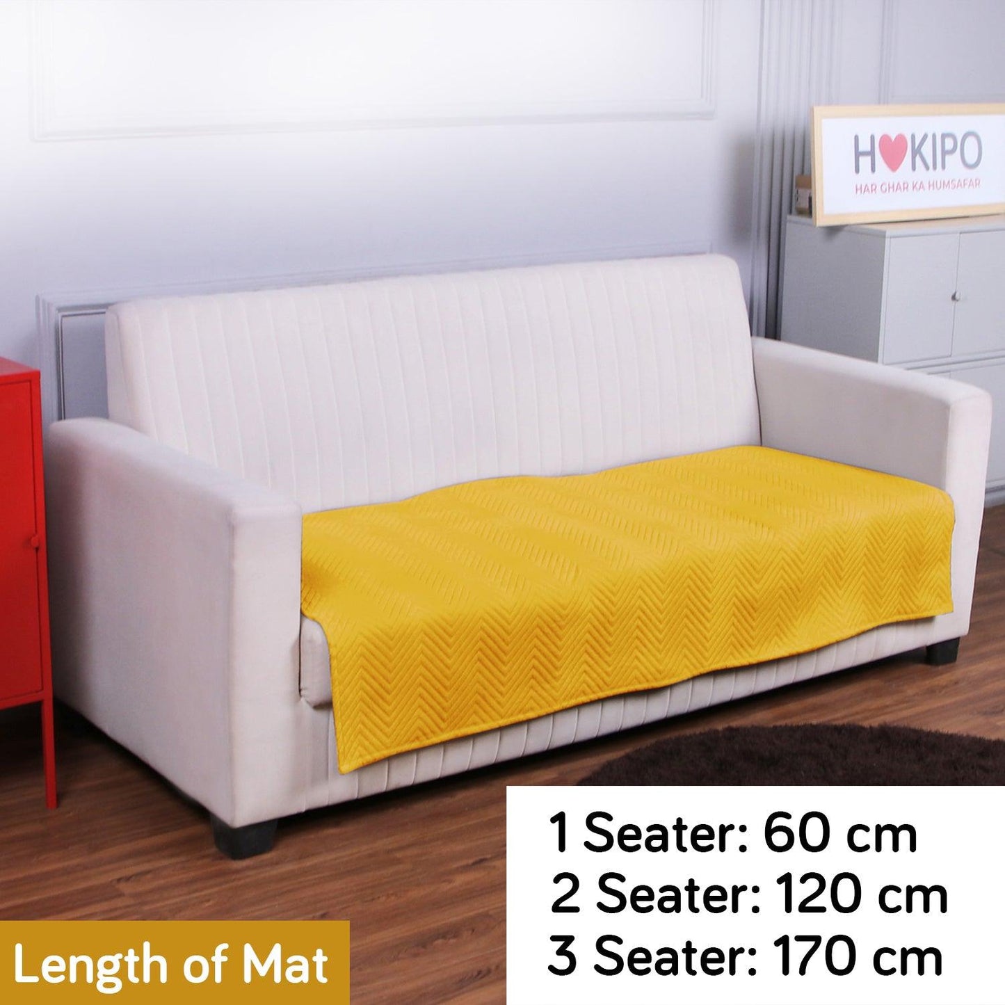 Quilted Sofa Cover Seat Mats for 1/2/3 - Seater, Dandelion Yellow - HOKIPO | Har Ghar ka Humsafar