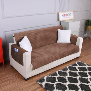 3 seater Russet Brown colour quilted velvet sofa cover set​ 
