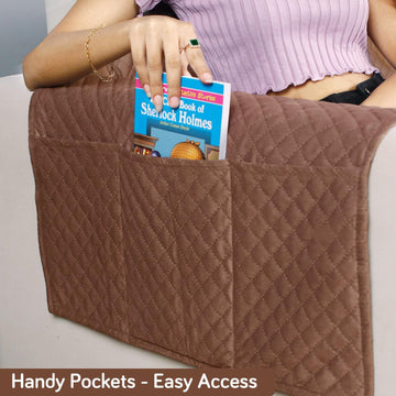 Buy 1, 2, 3, 4, 5 seater Russet Brown colour quilted velvet sofa cover set​ with side pockets 
