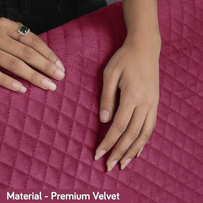 Quilted Velvet Sofa Cover Mat with Side Pockets, Pet Friendly, Wine - HOKIPO | Har Ghar ka Humsafar