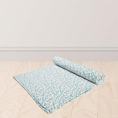 Reversible Cotton Dohar AC Blanket, Pacific Blue Floral - HOKIPO | Har Ghar ka Humsafar