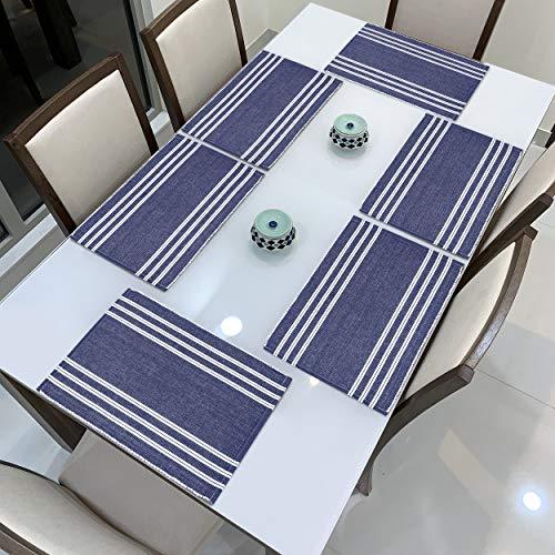 Ribbed Cotton Heat Resistant Dining Table Mat, Blue - HOKIPO | Har Ghar ka Humsafar